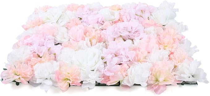 16"x 24" Artificial Flower Wall Panels,Flower Wall Mat Silk Flower Panels for Outdoor Garden Backyard Fence Fence Privacy Screen and Indoor Wall Decor(8Pcs Light Pink)