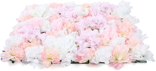20pcs 24" x 16" Artificial Flower Wall Panel Background,3D Pink Silk Hydrangea Rose Flowers Wall Backdrop for Wedding Party Event Photo Stage Backdrop Wall Decor (Pink)