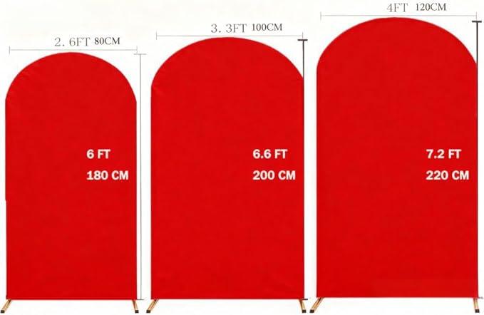 6.6 FT Red Arch Backdrop Cover, Red Christmas Arch Cover, Arch Backdrop Stand Covers for Birthday Wedding Party Decor