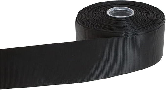 Solid Grosgrain Ribbon 25 Yard Each Roll 100% Polyester Woven Edge (1/1-2", Black)