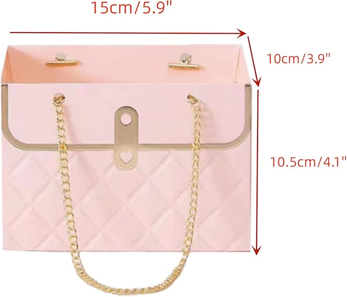 LONG XIN SERIES 8PCS Pink Floral Gift Bags Duty Reusable Paper Gift Boxes Luxury Present Packaging with Handles for Gift Package Wedding Birthday