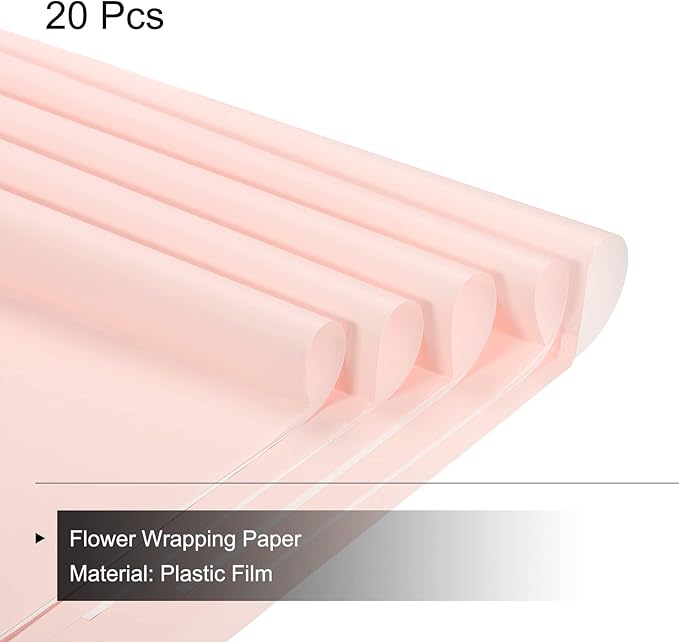 MECCANIXITY 20 Pcs Double Sided Color Flower Wrapping Paper Pink+White 22.8"x22.8" Waterproof for Florist Bouquet Supplies, DIY Crafts, Gift Box Packaging
