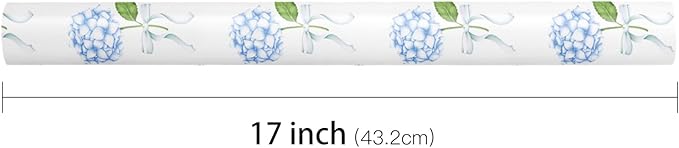 LeZakaa Blue Hydrangea Wrapping Paper Roll for Girls Women, Hydrangea Flowers & Bows Design for Wedding, Bridal Shower, Baby Shower, Mother's Day, DIY Bouquet, Mini Roll, 17 inches x 16.4 Feet