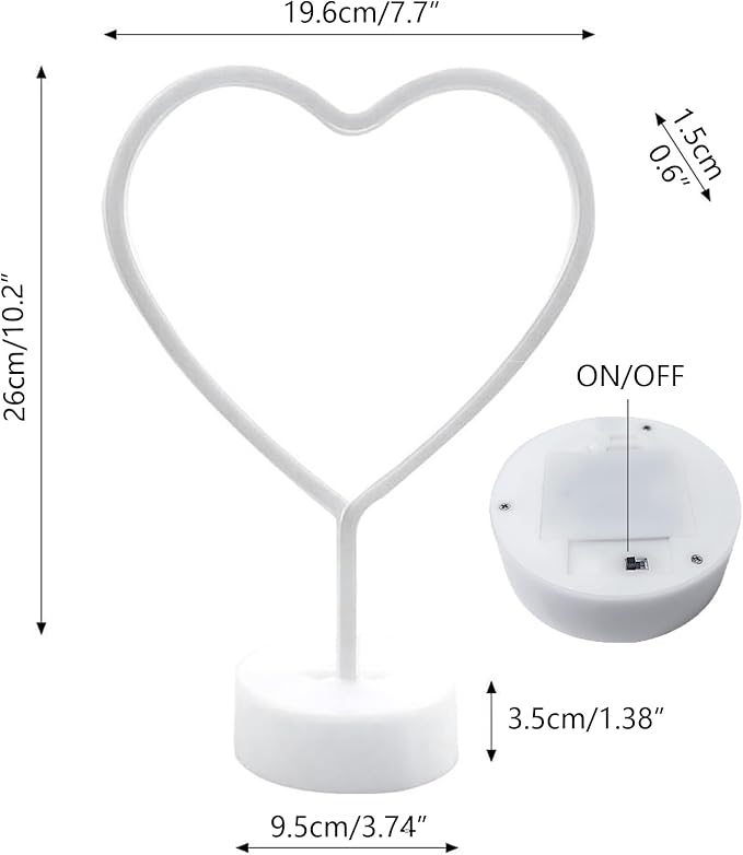 BHCLIGHT Pink Heart Neon Sign, 2 Pack Mother's Day LED Neon Light Battery Operated or USB Powered Valentines Lights, Table Decorations Lights for Room Dorm Wedding Anniversary Bedroom Classroom Decor