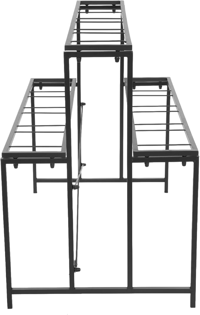 Flower Display Stand with 12 Pcs Buckets 3 Layers Metal Plant Stand Plant Cart Shelf Flower Bucket Rack Stand for Indoor Florist Garden Patio (Black Stand-Black Square Buckets)