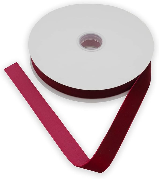 Nylon Velvet Ribbon Single Faced,1 Inch X 25Yards Spool (Hot Red)