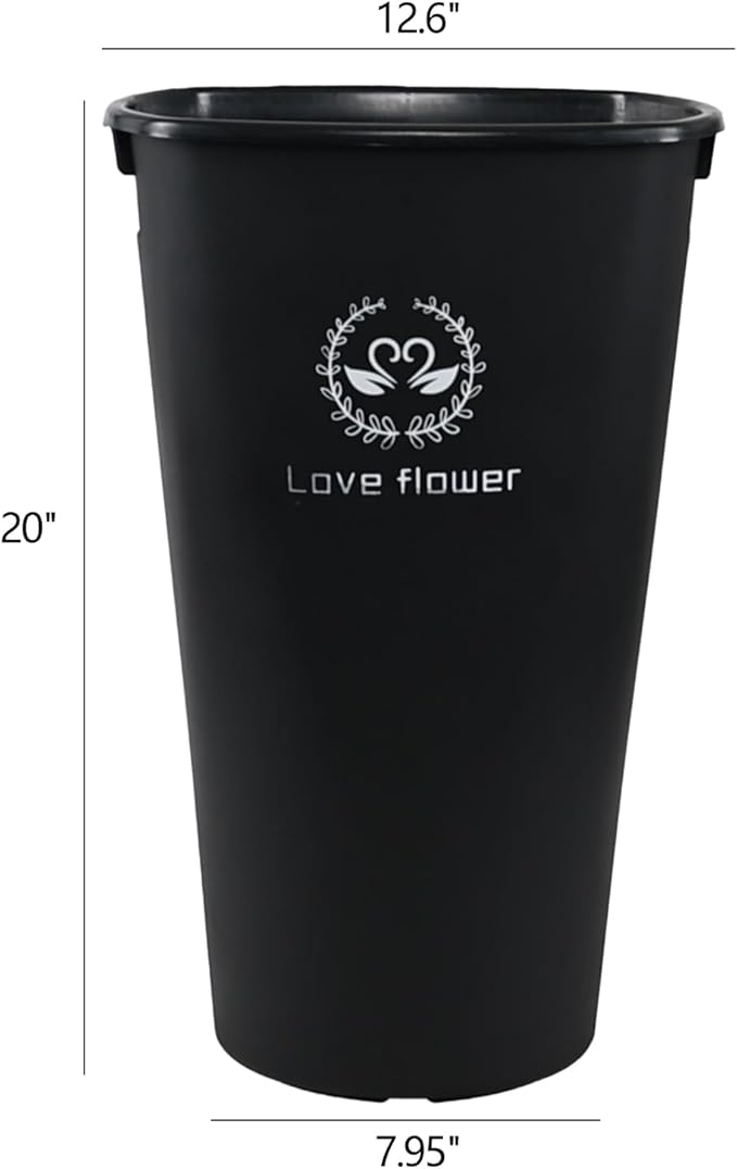 20 Inch Large Plastic Flower Buckets Vases for Cut Flowers, 4-Pack Tall Flower Display Buckets, Black