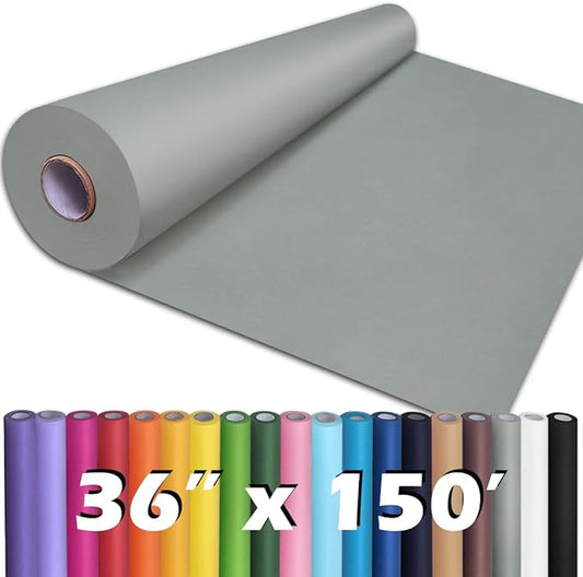 PerkHomy Light Grey Kraft Paper Roll 36" x 1,800" (150') for Gift Wrapping Bouquet Flower Art Painting Craft Writing Packaging Shipping 80GSM 55LB (Light Grey, 36" x 150')