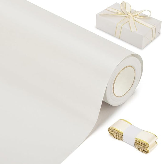 Rumvan Off White Matte Wrapping Paper16.9 Inches X 39.3 Feet,Solid Color pearlescent Gift Wrapping Paper,Perfect for Valentine's Day,Birthday,Christmas,Graduation,Baby Shower,DIY Bouquet (Off White colour)