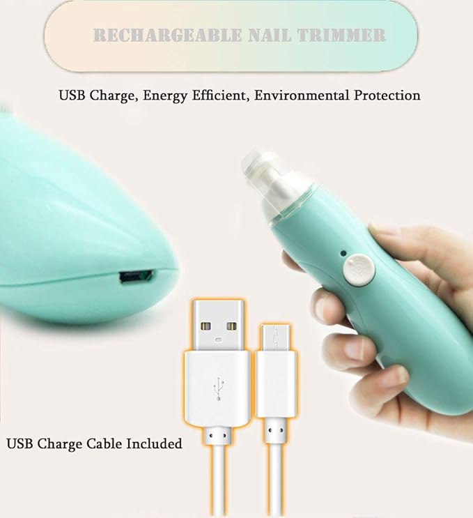 Fansidi Baby Nail Trimmer Electric Rechargeable, Gentle Baby Nail File Electric| 13 Grinding Heads| Stepless Speed| LED Light| Dust Shield| Baby Nail Clippers for Newborn Infant Toddler, Blue