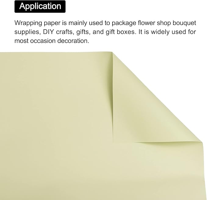 MECCANIXITY 20 Pcs Flower Wrapping Paper 22.8x22.8 Inch Waterproof Florists Wrapping Paper for Florist Bouquet Supplies, DIY Crafts, Gift/Gift Box Packaging Milk Green
