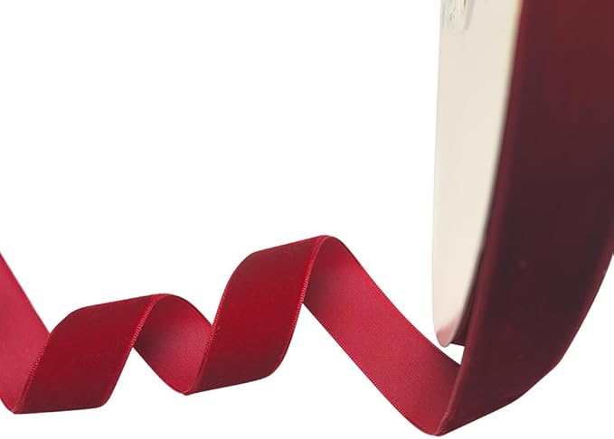 Chenkou Craft Christmas Red 25 Yards 1" Velvet Ribbon Lots Bulk (Red, 1"(25mm))