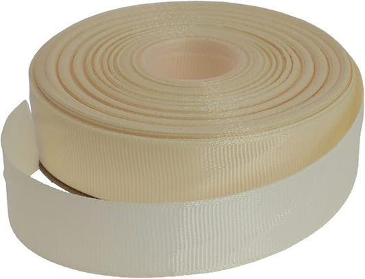 Solid Grosgrain Ribbon 25 Yard Each Roll 100% Polyester Woven Edge (3/4", Beige)