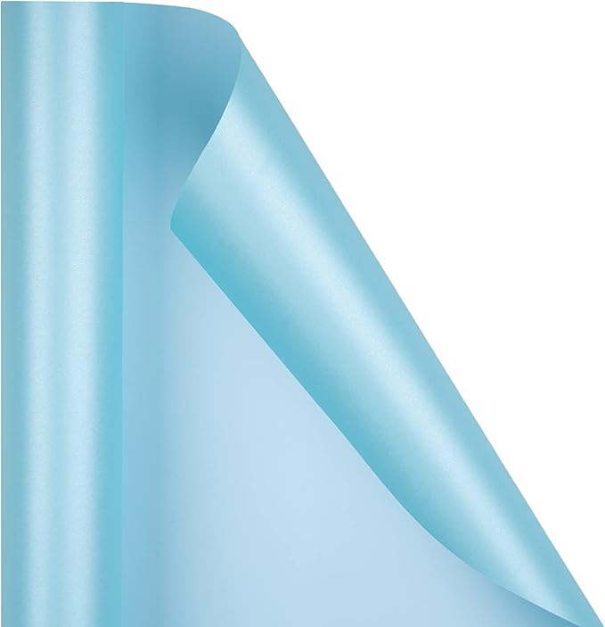 RUSPEPA Light Sky Blue Gift Wrapping Paper - 81.5 Sq Ft-Solid Color Pearly-Shiny Silk Paper Perfect for Wedding, Birthday, Christmas, Baby Shower, Bridal Shower, Easter -30Inch X 32.8Feet