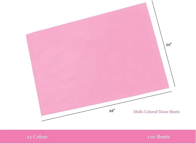 Multicolored Tissue Paper 20"x26" 100 Pack, 25 Colors, Art Tissue for Gifts, Games, Birthdays, Easter, Mothers Day, Graduations, Gift Wrap, Crafts, DIY Paper Flowers and More