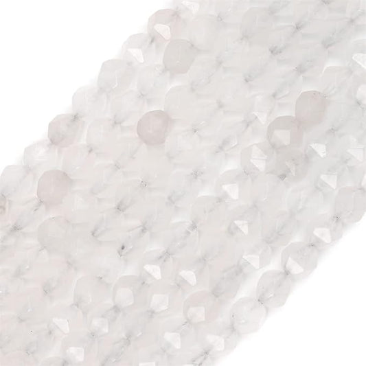 Faceted Natural White Agate Stone Round Beads 6mm 36cm/Strand for Jewelry Making