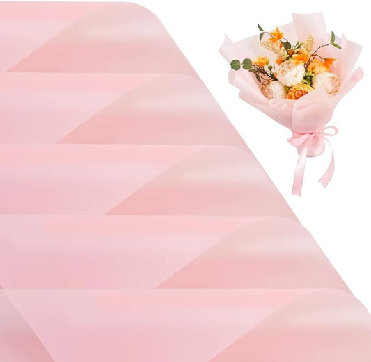 BEISHIDA 100 PCS Pink Floral Wrapping Paper-Matte Waterproof Flower Wrapping Paper Bouquet for Florist Supplies, DIY Crafts, Gift Packaging, Wedding, Birthday Gift