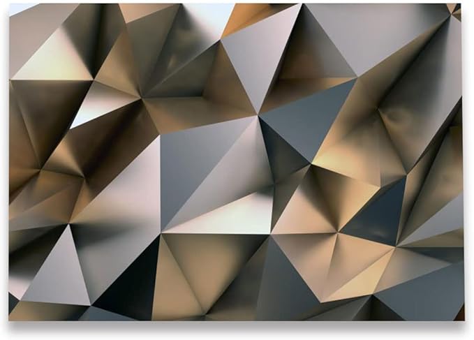 Cliouar-Metal Polygon Geometry Wall Mural Wallpaper for Bedroom Living Room 158" x 110" (Not Self Adhesive)
