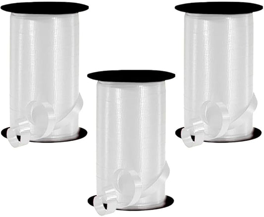 PMU Curling Ribbon - Crimped Texture Curling Ribbons for Gift Box Wrapping, Florist Flowers, Birthday Party Decorations, Festival Art Craft & Christmas Décor - White 3/8 Inch X 250 Yards, Pkg/3