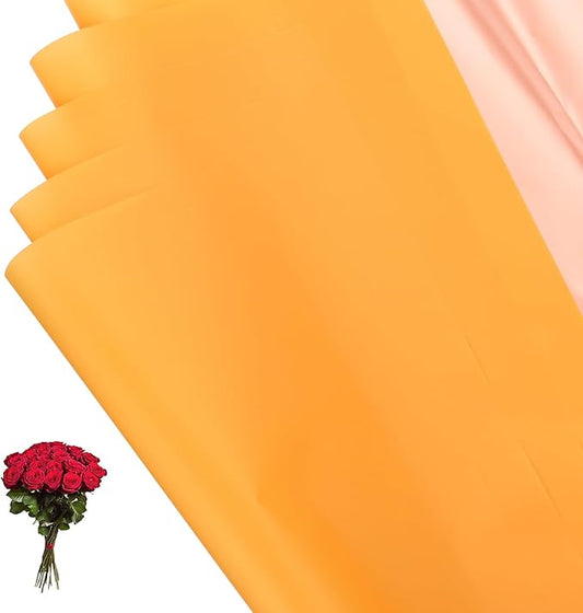 PATIKIL 22.8 x 22.8 Inch Flower Wrapping Paper, 20 Pcs Iridescent Double Sided Florist Bouquet Packaging Waterproof Florist Supplies DIY Crafts Gift Packaging Gift Box Wedding, Yellow