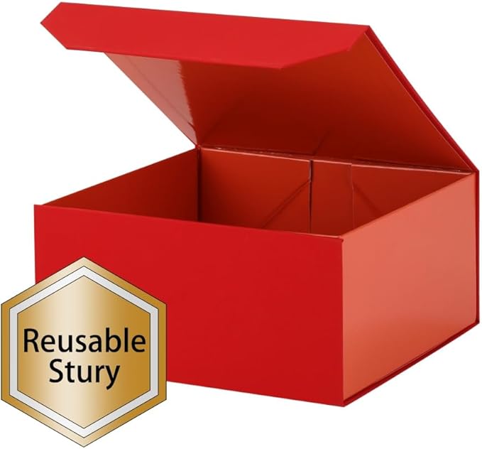1 Pcs Red Gift Box Large 13x11x5.3 Inch Magnetic Boxes with Crinkle Paper Red Large Gift Box with Shredded Paper Luxury Gift Boxes with Lids for Presents
