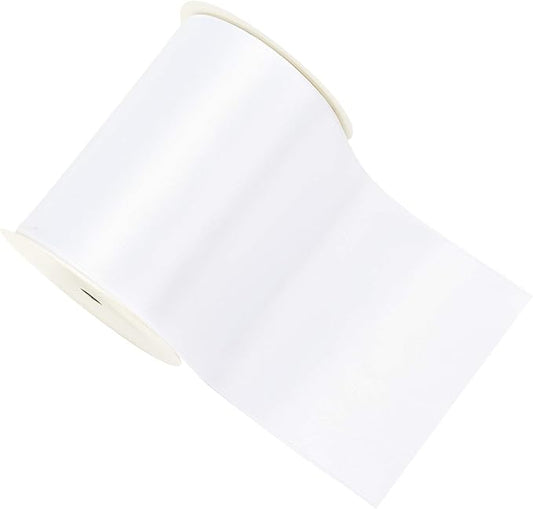 YAMA Double Face Satin Ribbon Roll - 4 inch Wide Solid Color Craft Ribbon, Great for Chair Sash,Making Bow, Sewing and Wedding Bouquet- 5 Yard/Spool, White