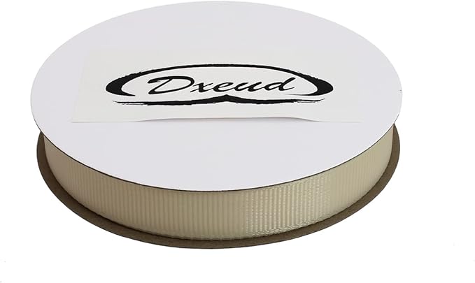 Solid Grosgrain Ribbon 25 Yard Each Roll 100% Polyester Woven Edge (3/8", Beige)