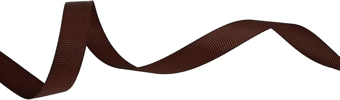 Solid Grosgrain Ribbon 25 Yard Each Roll 100% Polyester Woven Edge (3/8", Coffee)