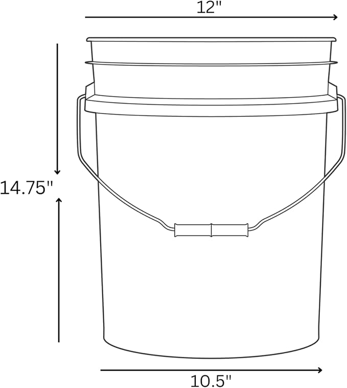 House Naturals 5 Gallon Premium HPDE Plastic Bucket - Made in USA Food Grade Storage Container, BPA Free All Purpose Pail (4, Dark Green)