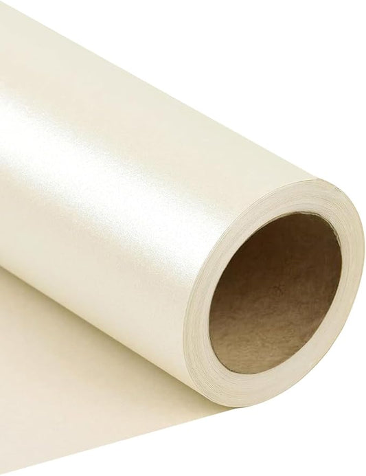 Off White Matte Wrapping Paper,Solid Color Pearly-Lustre Paper,Gift Wrapping Paper,Off White Perfect for Wedding,Valentine's Day,Birthday, Christmas,Baby Shower,DIY Bouquet (17 Inches X 32.8 Feet)