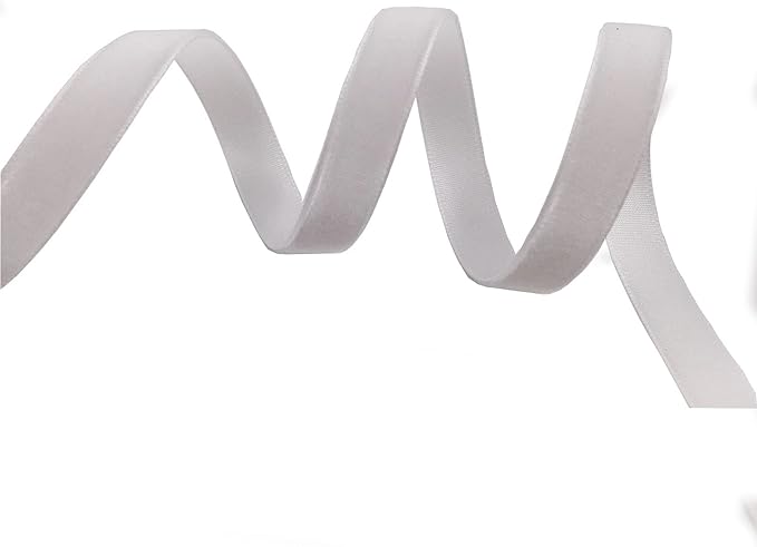 Nylon Velvet Ribbon Single Faced,3/8 Inch X 25Yards Spool (White)