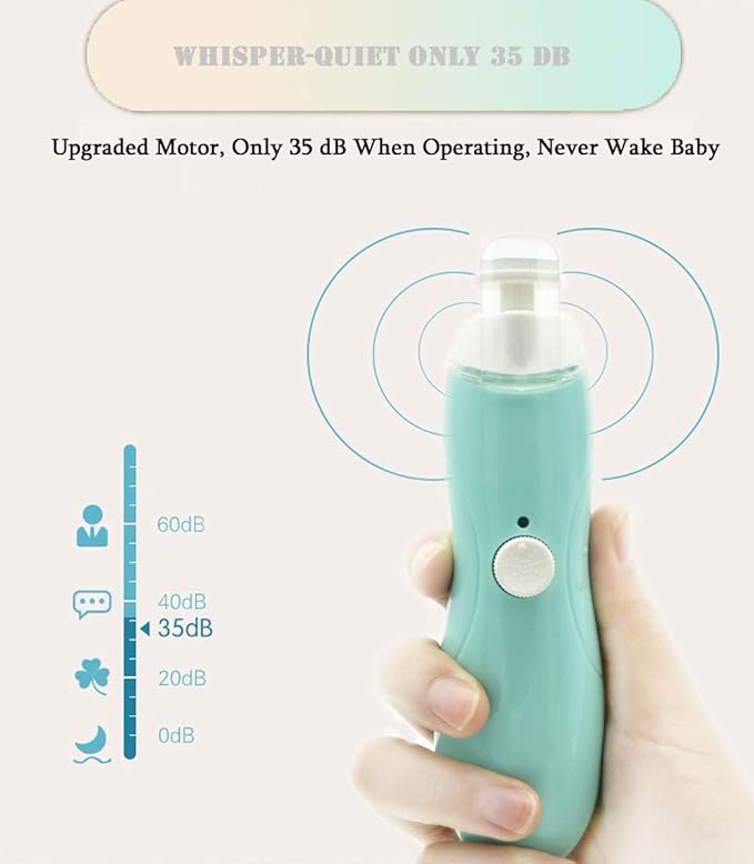Fansidi Baby Nail Trimmer Electric Rechargeable, Gentle Baby Nail File Electric| 13 Grinding Heads| Stepless Speed| LED Light| Dust Shield| Baby Nail Clippers for Newborn Infant Toddler, Blue