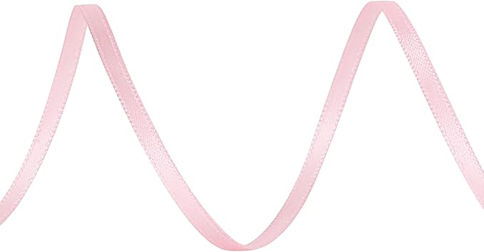 LIUYAXI Light Pink Double Faced Satin Ribbon, 1/8" X Continuous 100 Yards, Thin Ribbons Perfect for Gift Wrapping Wedding Invitation Card Hair Bows Tag Floral Arrangement DIY Craft
