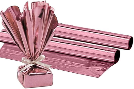 PMU (2 Gift Wrap Mylar Roll Metallic Baby Pink 2-sided, 24 Inches X 25 Ft Roll 1.4 Mil Highly Reflective Mylar Film, Great for Gifts, Birthdays, Christmas, Baskets, Arts & Crafts