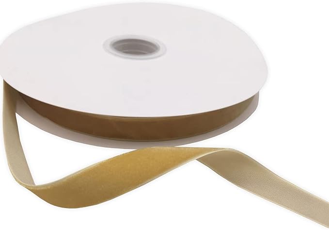 Vintage Gold Velvet Ribbon Single Faced,5/8 Inch X 25Yards Spool