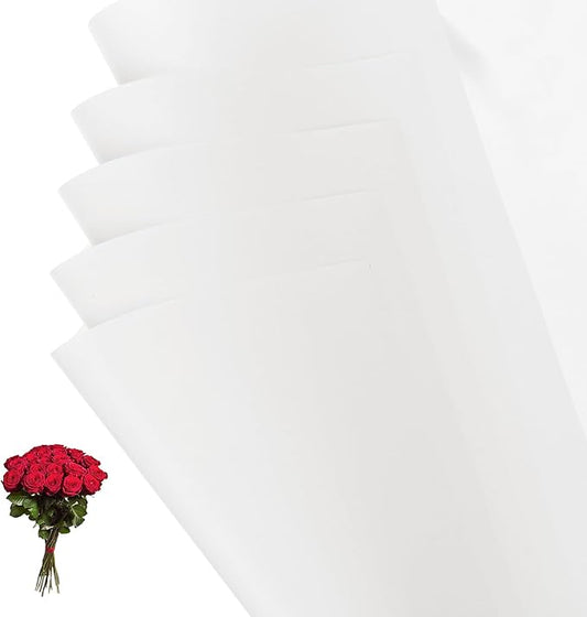 PATIKIL 22.8 x 22.8 Inch Flower Wrapping Paper, 20 Pcs Iridescent Double Sided Florist Bouquet Packaging Waterproof Florist Supplies DIY Crafts Gift Packaging Gift Box Wedding, White