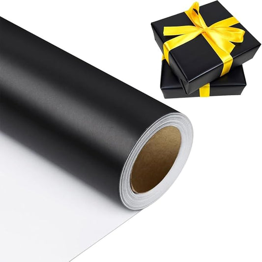 Black Christmas Wrapping Paper - Solid Color Matte Gift Wrapping Paper Roll Perfect for Wedding, Birthday for Men, Christmas, Baby Shower, Graduation Gifts, Father's Day Gifts - 17 Inches X 32.8 Feet