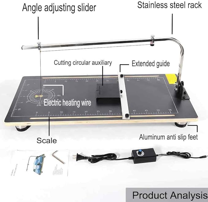 110V Hot Wire Foam Cutter with Scale, 30.7" ×15 ", 24W Professional Heat Cutting Machine for Foam, Sponge, EPE, Ribbon, KT Board, Adjustable Angle and Temperature