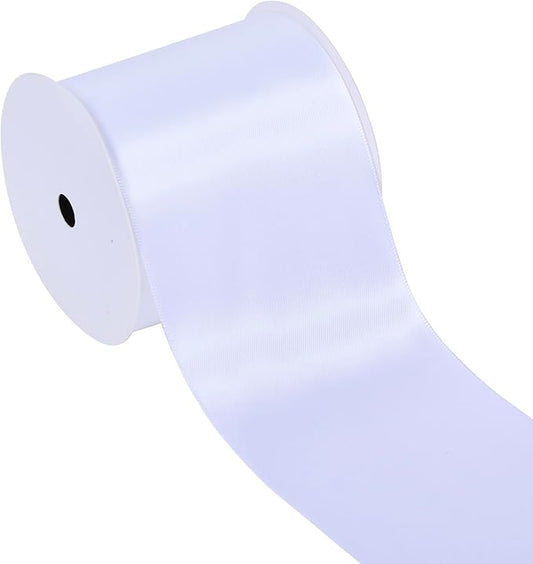 YAMA White Double Faced Satin Ribbon, 3 Inch 10 Yards, Great for Crafts Bows Flower Bouquet Wedding Home Decor Gift Wrapping