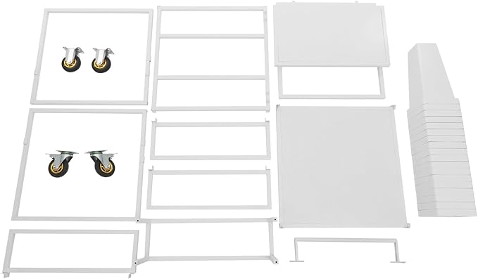 6-Tier Flower Display Stand Indoor Movable Flower Stand with 18 Buckets Plants Display Rack Cart with Wheels Metal Florist Bouquet Stand for Florist Patio Garden,23.62*23.62*36.61in (White)