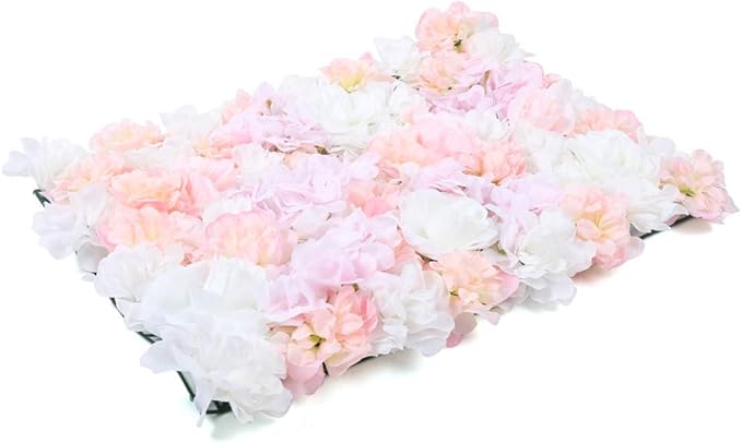 16"x 24" Artificial Flower Wall Panels,Flower Wall Mat Silk Flower Panels for Outdoor Garden Backyard Fence Fence Privacy Screen and Indoor Wall Decor (12Pcs Light Pink)