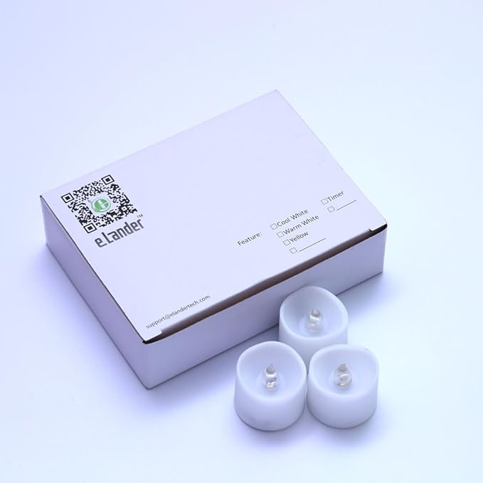 eLander LED Tea Lights Flameless Candle with Timer, 6 Hours on and 18 Hours Off, 1.4 x 1.3 Inch, Warm White, [12 Pack]