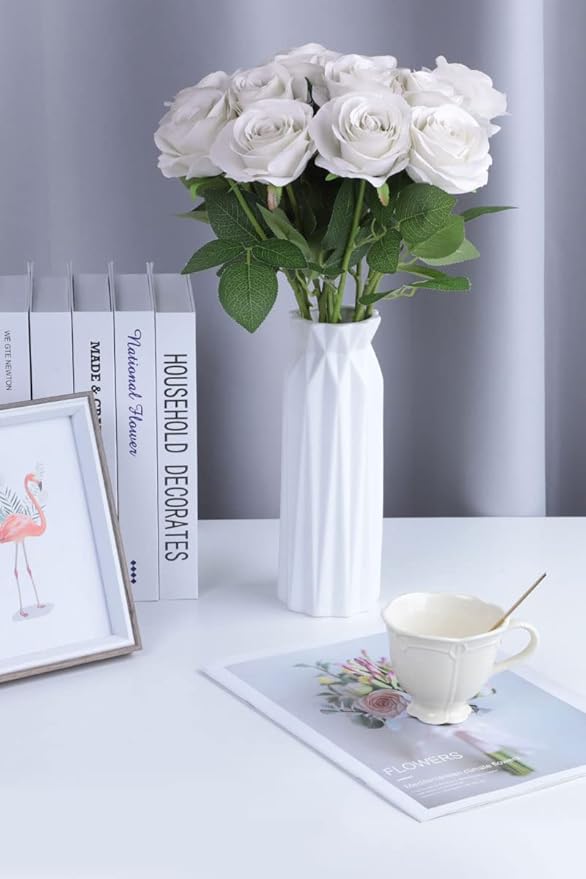 Artificial Rose Flower Artificial Flowers Flower with Long Stem Silk Roses Bouquet for Wedding Bridal Shower Party Home Decoration (Nude, 30 Pcs)