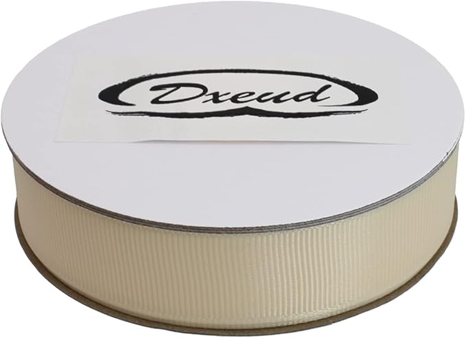 Solid Grosgrain Ribbon 25 Yard Each Roll 100% Polyester Woven Edge (3/4", Beige)