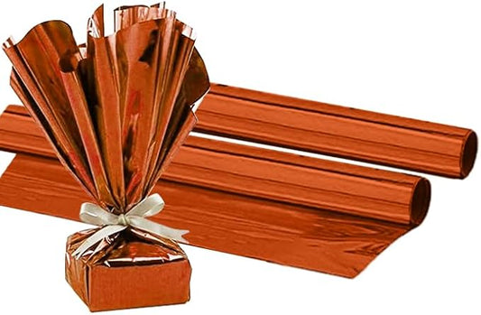 PMU (2 Gift Wrap Mylar Roll Metallic Orange 2-sided, 24 Inches X 8.3 Ft Roll 1.4 Mil Highly Reflective Mylar Film, Great for Gifts, Birthdays, Christmas, Baskets, Arts & Crafts