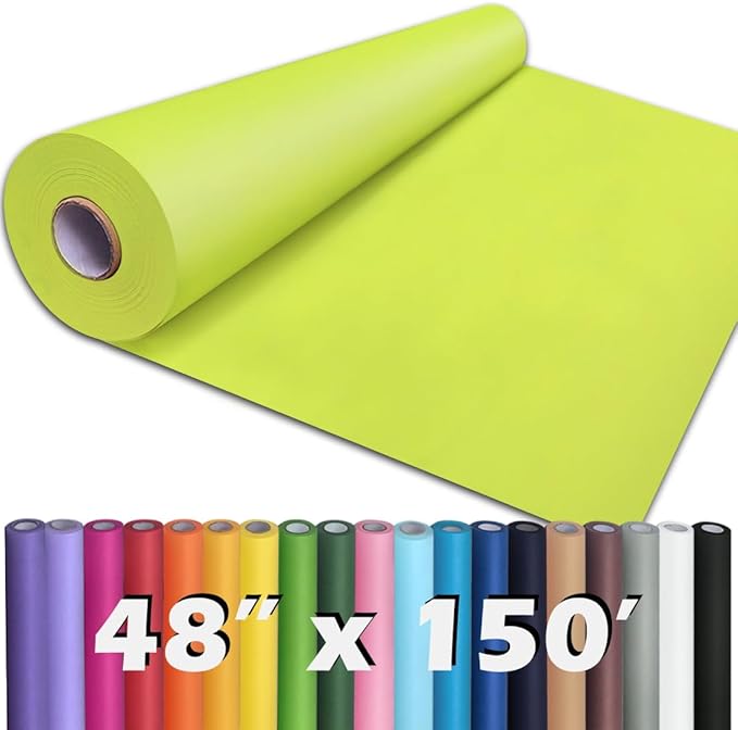 PerkHomy Neon Green Kraft Paper Roll 48" x 1,800" (150') for Gift Wrapping Bouquet Flower Art Painting Craft Writing Packaging Shipping 80GSM 55LB (Neon Green, 48" x 150')