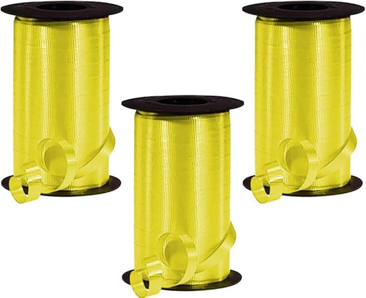 PMU Curling Ribbon - Crimped Texture Curling Ribbons for Gift Box Wrapping, Florist Flowers, Birthday Party Decorations, Festival Art Craft & Christmas Décor - Daffodil 3/8 Inch X 250 Yards, Pkg/3