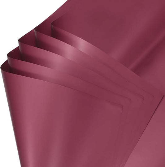 uxcell 60 Sheets Flower Wrapping Paper, 21.5" x 21.5" Waterproof Floral Bouquet Wrapping Papers Florist Supplies for Wedding Party Gift Packaging DIY Crafts, Burgundy