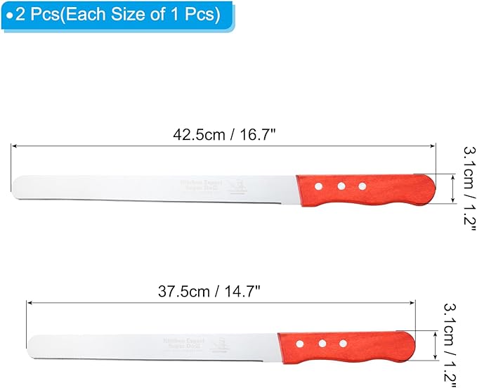 PATIKIL Floral Foam Knife, 2 Pcs 37.5 x 3.1CM, 42.5 x 3.1CM Florist Professional Cutting Knife for Flower Foam Block Cake, Wooden Handle