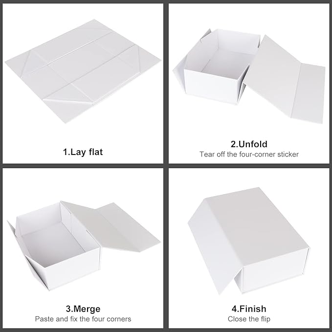 Gift Boxes White with Magnetic Closure Lid 10" X 6" X 3" Gift Boxe for Presents,Luxury for Gift Packaging, Bridesmaid Gifts Box, Magnetic Gift Boxe for Gifts, Cute Boxes,Birthday Gift Box,Christmas Gift Boxes(5PCS)